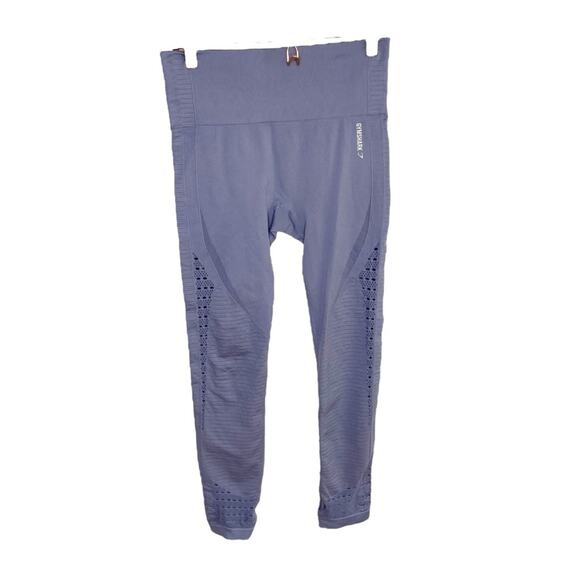 GYMSHARK Energy Seamless Steel Blue Compression Leggings Size Small - Picture 1 of 6